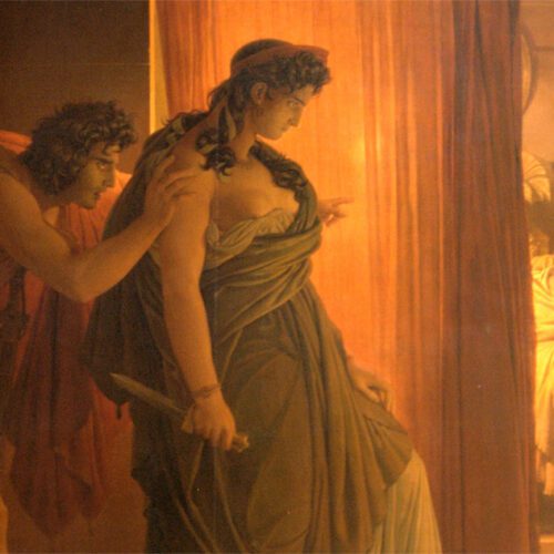 Clytemnestra Hesitates before Killing the Sleeping Agamemnon by Pierre Narcisse Guérin