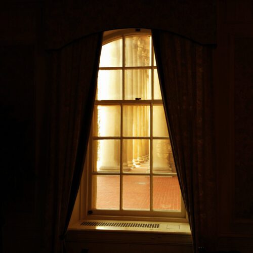 Old Main at Penn State - View from inside to columns outside