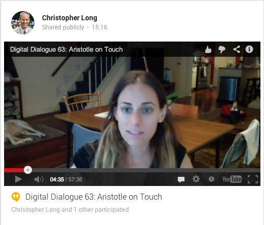 Digital Dialogue 63: Aristotle on Touch
