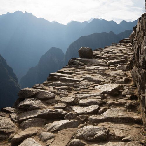 Ancient rock path in the mountains