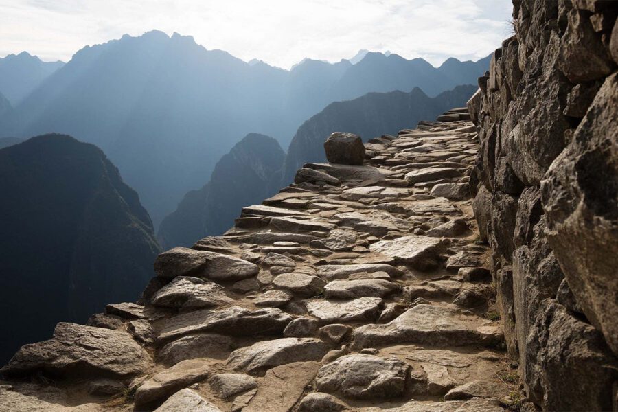 Ancient rock path in the mountains