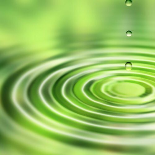 Waves of water caused by drops of water