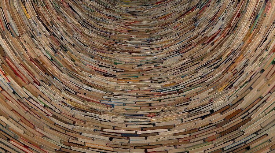 Funnel of stacked books